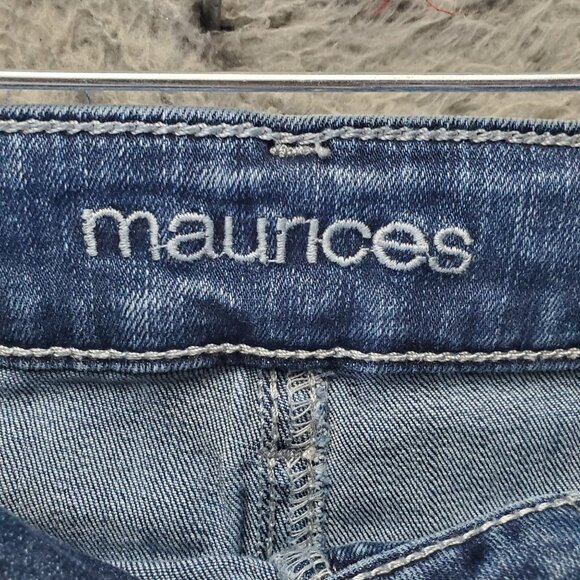 Maurices Jeans Womens 20W Blue High-Rise Frayed Hem Stretch Cropped - Picture 2 of 12